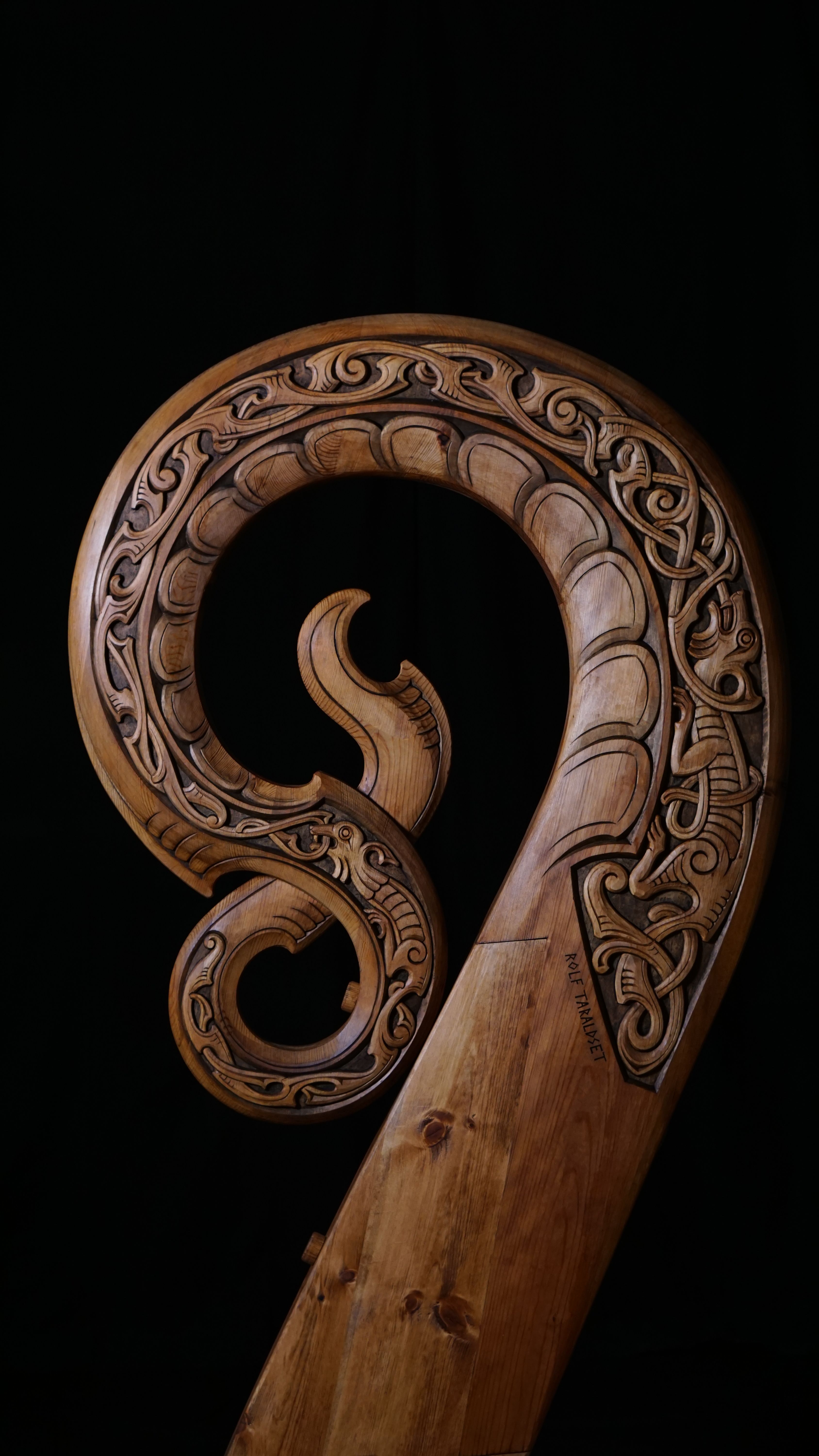 Dragon head and tail for the Myklebust ship — tail